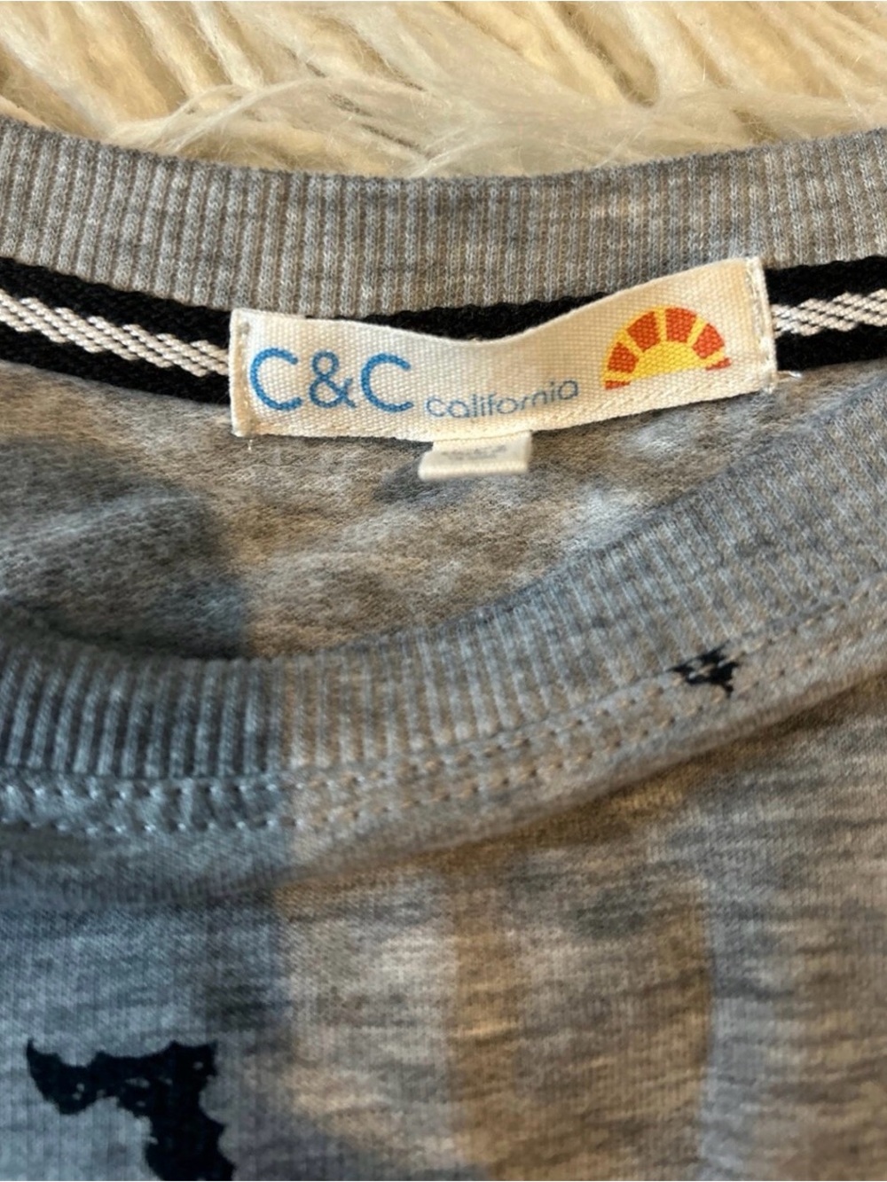 C&C California Light Gray Printed Long Sleeve Tee - Picture 2 of 5